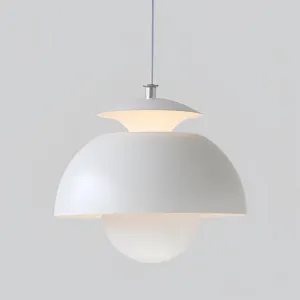 Kitchen Island Pendant Lighting White Mid Century Modern Chandelier Ceiling Lights with Slide up and down Shade Design, Adjustable Nordic Pendant Lights for Dining Room Living Room Hallway (White)
