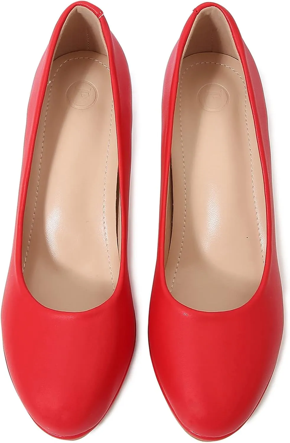kkdom Women's Classic Leather Round Toe Bridal Wedding Party Platform Low Heel Dress Pump Shoes