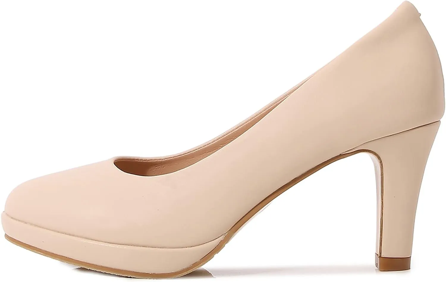kkdom Women's Classic Leather Round Toe Bridal Wedding Party Platform Low Heel Dress Pump Shoes