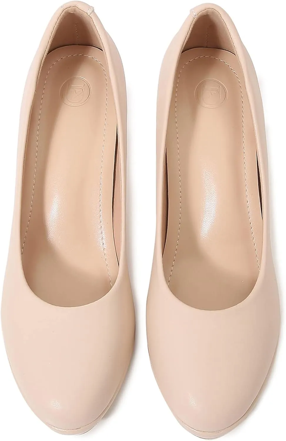 kkdom Women's Classic Leather Round Toe Bridal Wedding Party Platform Low Heel Dress Pump Shoes