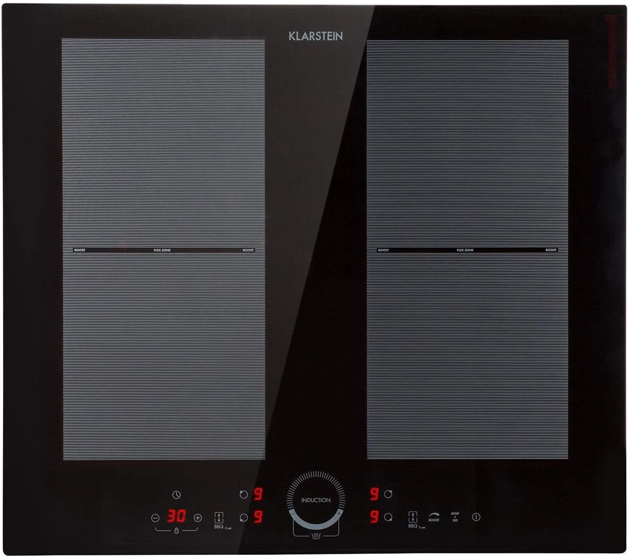 Klarstein Delicatessa 60 Induction Hob - 4 Zones, Flex Zone Technology, Self-Sufficient, Built-in Hob, 60 cm, 7000 Watt, Booster, Pan Detection, Timer, Touch Control, Glass Ceramic, Black