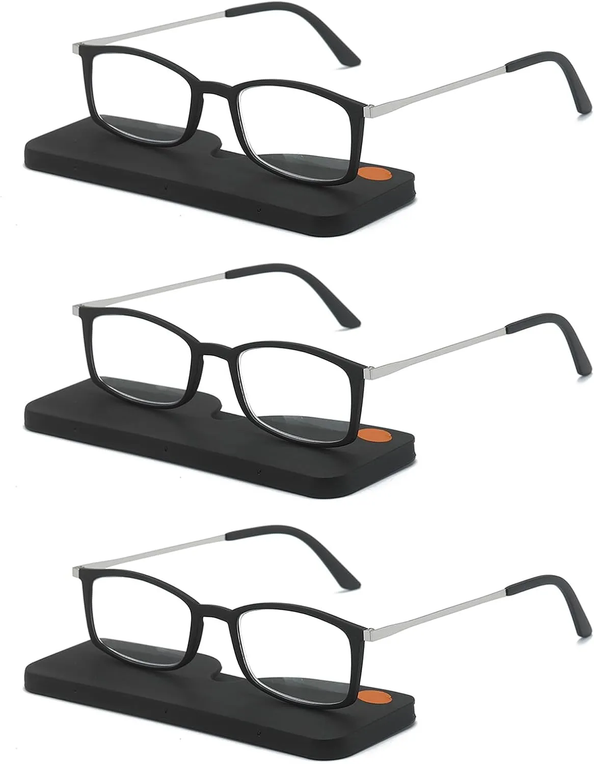 KoKoBin 3 Pairs Ultra-thin anti-blue reading glasses, anti-glare glasses,Black Black Black 1.50