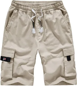 Kolongvangie Men's Cargo Shorts Casual Drawstring Pull On Cotton Summer Big & Tall Relaxed Fit Work Shorts