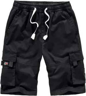 Kolongvangie Men's Cargo Shorts Casual Drawstring Pull On Cotton Summer Big & Tall Relaxed Fit Work Shorts