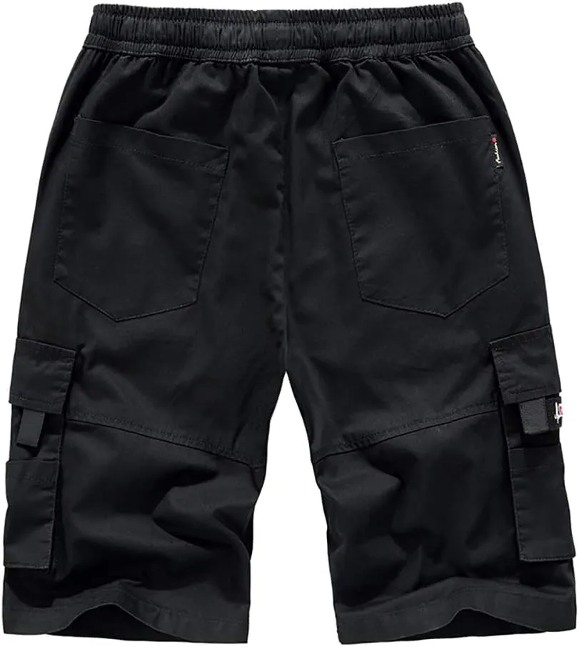 Kolongvangie Men's Cargo Shorts Casual Drawstring Pull On Cotton Summer Big & Tall Relaxed Fit Work Shorts
