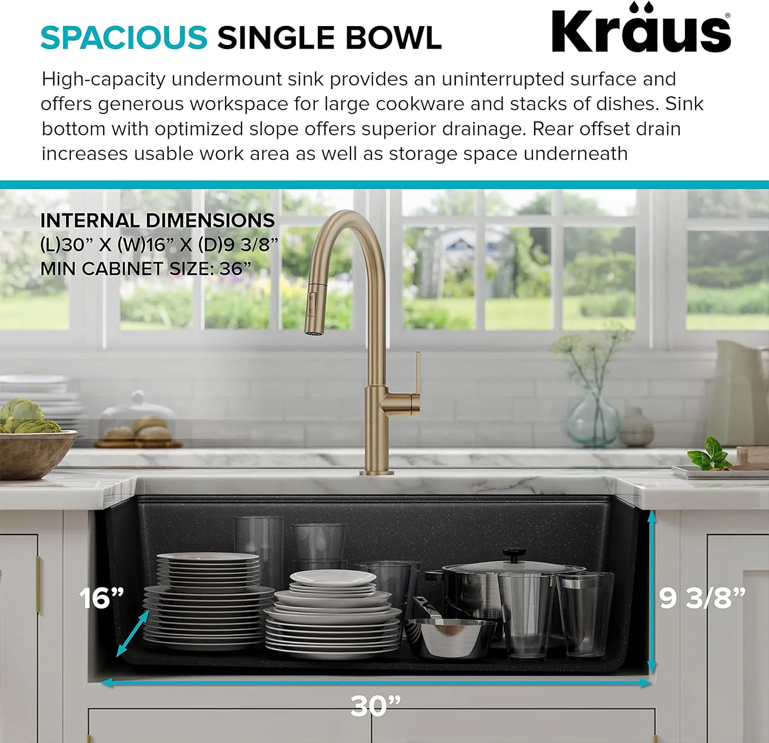 KRAUS Kitchen Sink Bellucci 32” Undermount Workstation Granite, Metallic Black, Accessories, KGUW2-33MBL