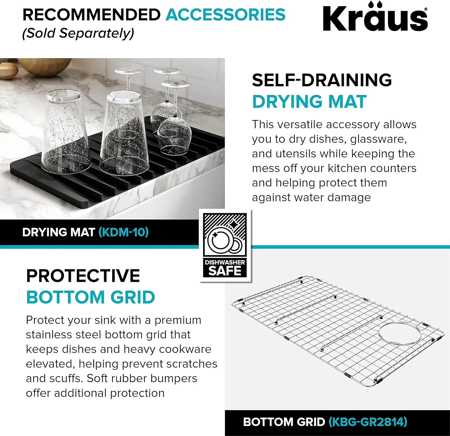 KRAUS Kitchen Sink Bellucci 32” Undermount Workstation Granite, Metallic Black, Accessories, KGUW2-33MBL