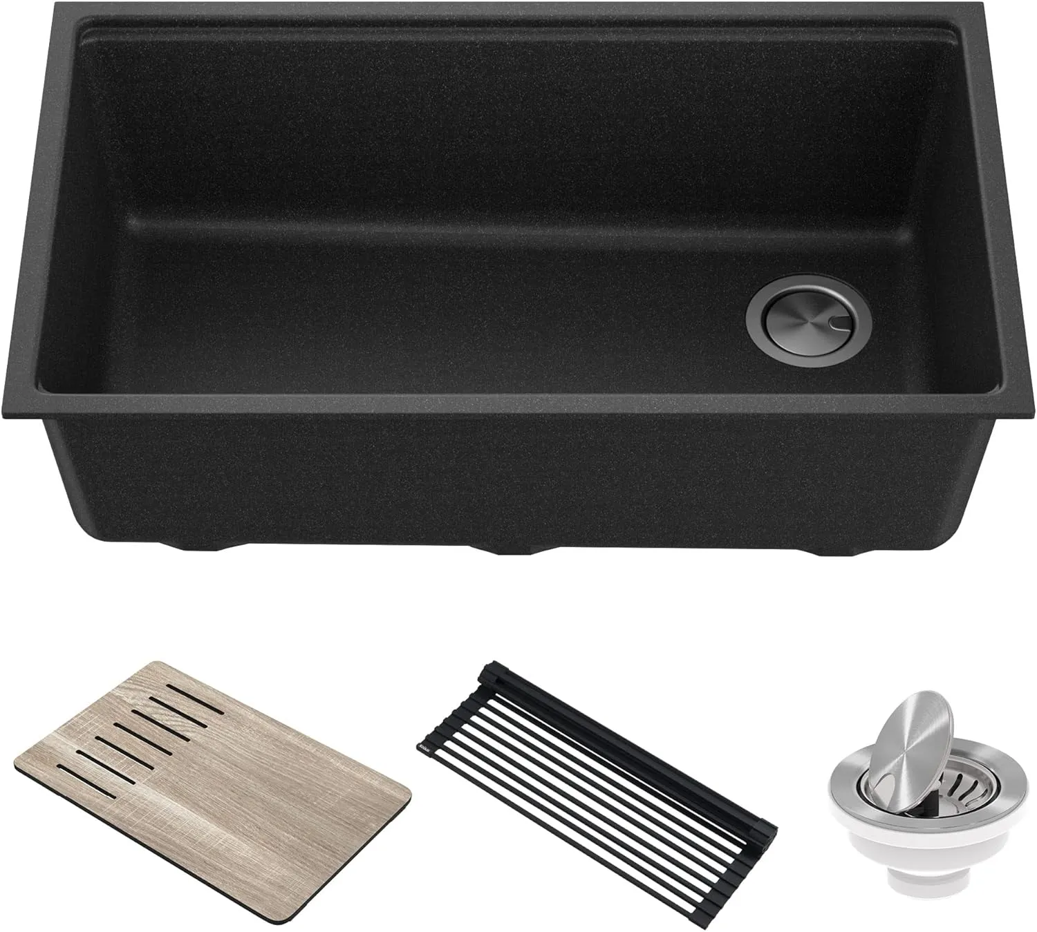 KRAUS Kitchen Sink Bellucci 32” Undermount Workstation Granite, Metallic Black, Accessories, KGUW2-33MBL
