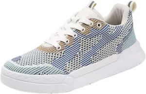 Ladies Fashion Solid Color Mesh Breathable Round Toe Lace Up Low Top Flat Womens Campus Shoes