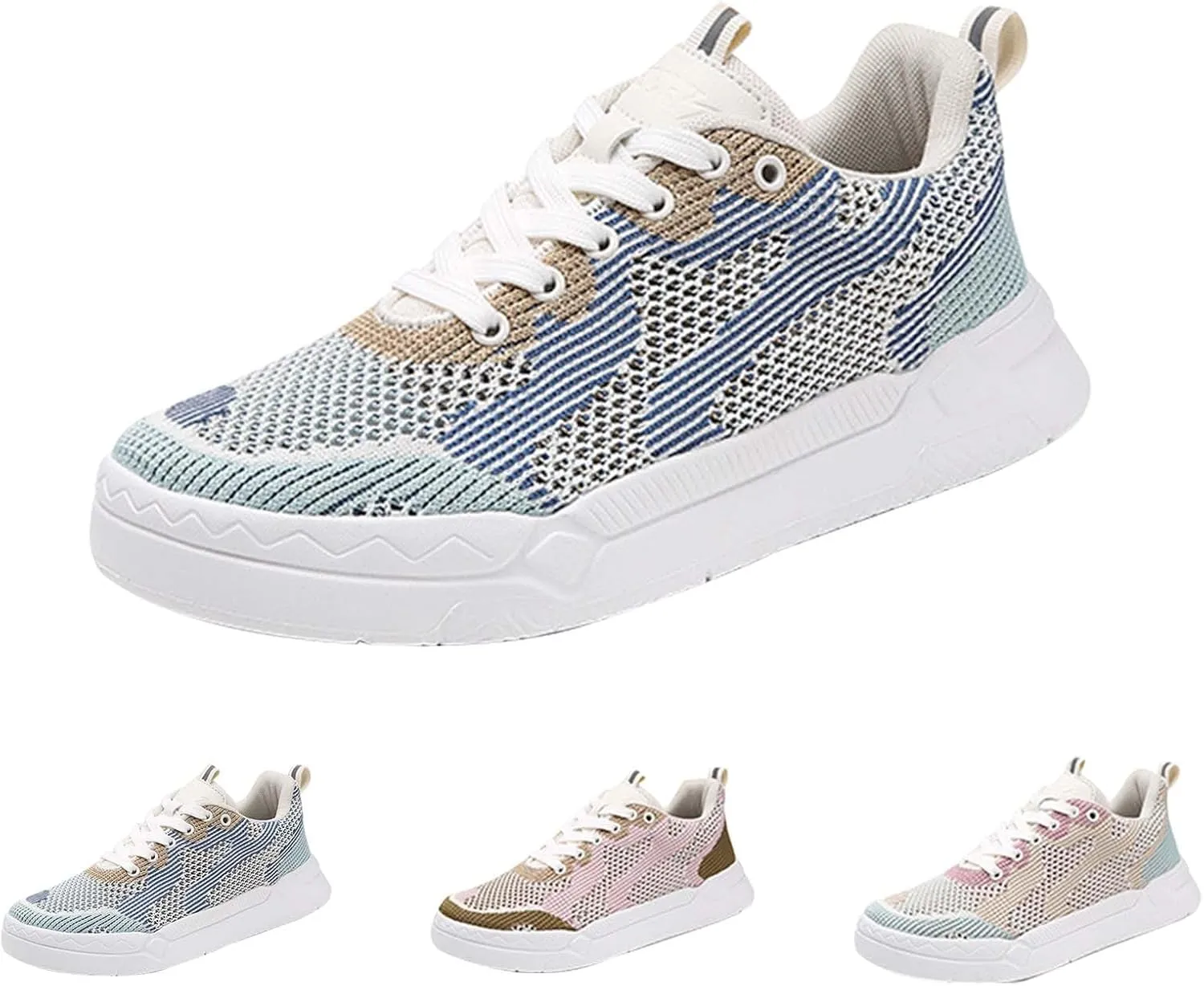 Ladies Fashion Solid Color Mesh Breathable Round Toe Lace Up Low Top Flat Womens Campus Shoes