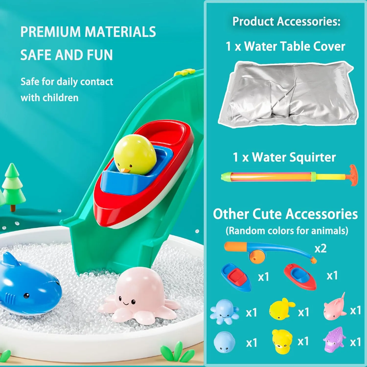 Leak-Proof Double-Tier Water Table Toys Playset with Cover, with Built in Pump, Kids Outside Play Toys for Toddlers 3-5 Ages 4-8 for Outside Garden Beach Pool