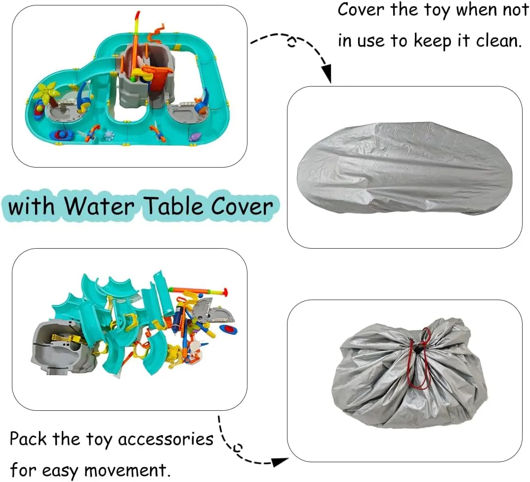 Leak-Proof Double-Tier Water Table Toys Playset with Cover, with Built in Pump, Kids Outside Play Toys for Toddlers 3-5 Ages 4-8 for Outside Garden Beach Pool