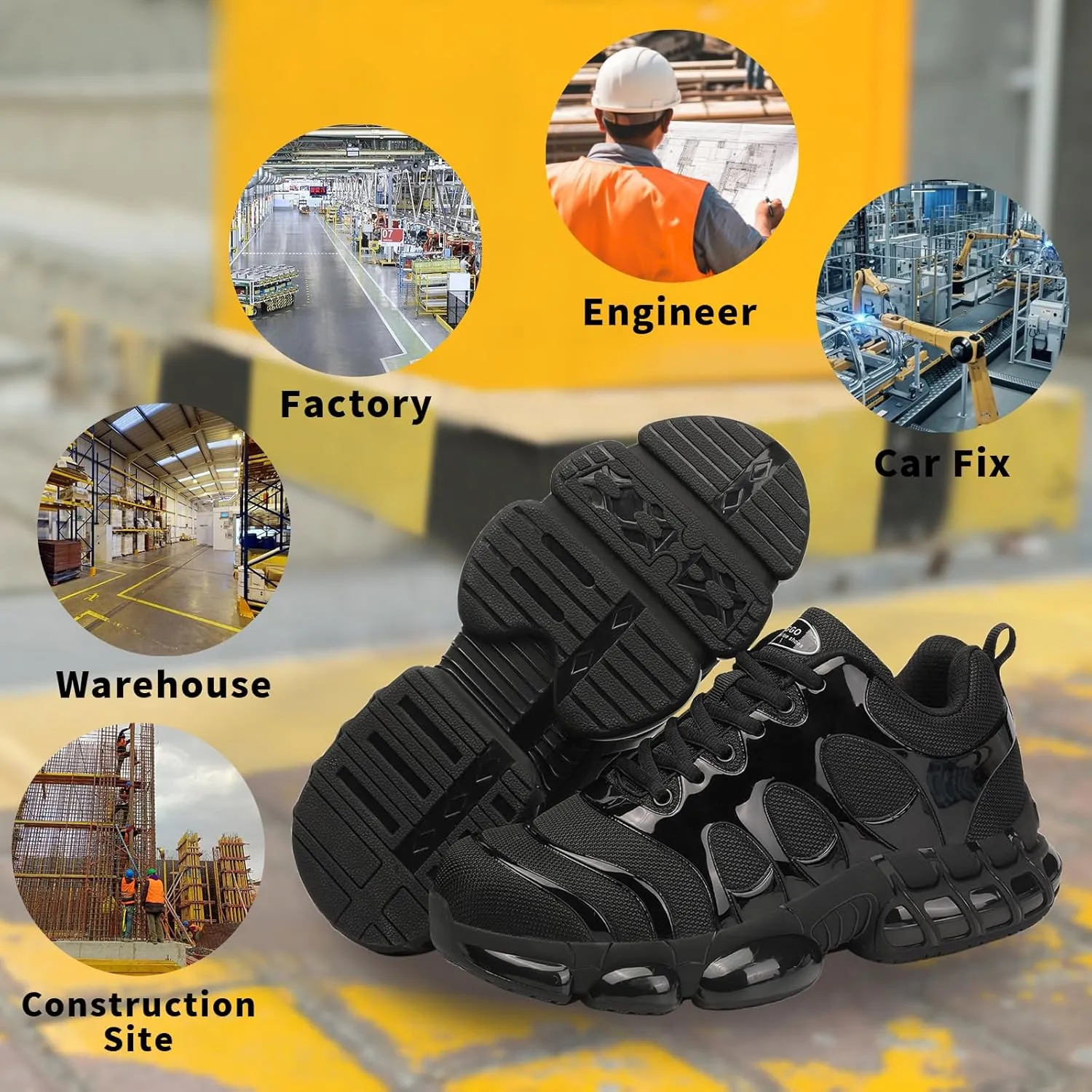 LIANGGO Steel Toe Shoes for Men Women Composite Toe Comfortable Work Safety Lightweight Indestructible Slip Resistant Walking Sneaker Zapatos De Trabajo para Hombres Mujer