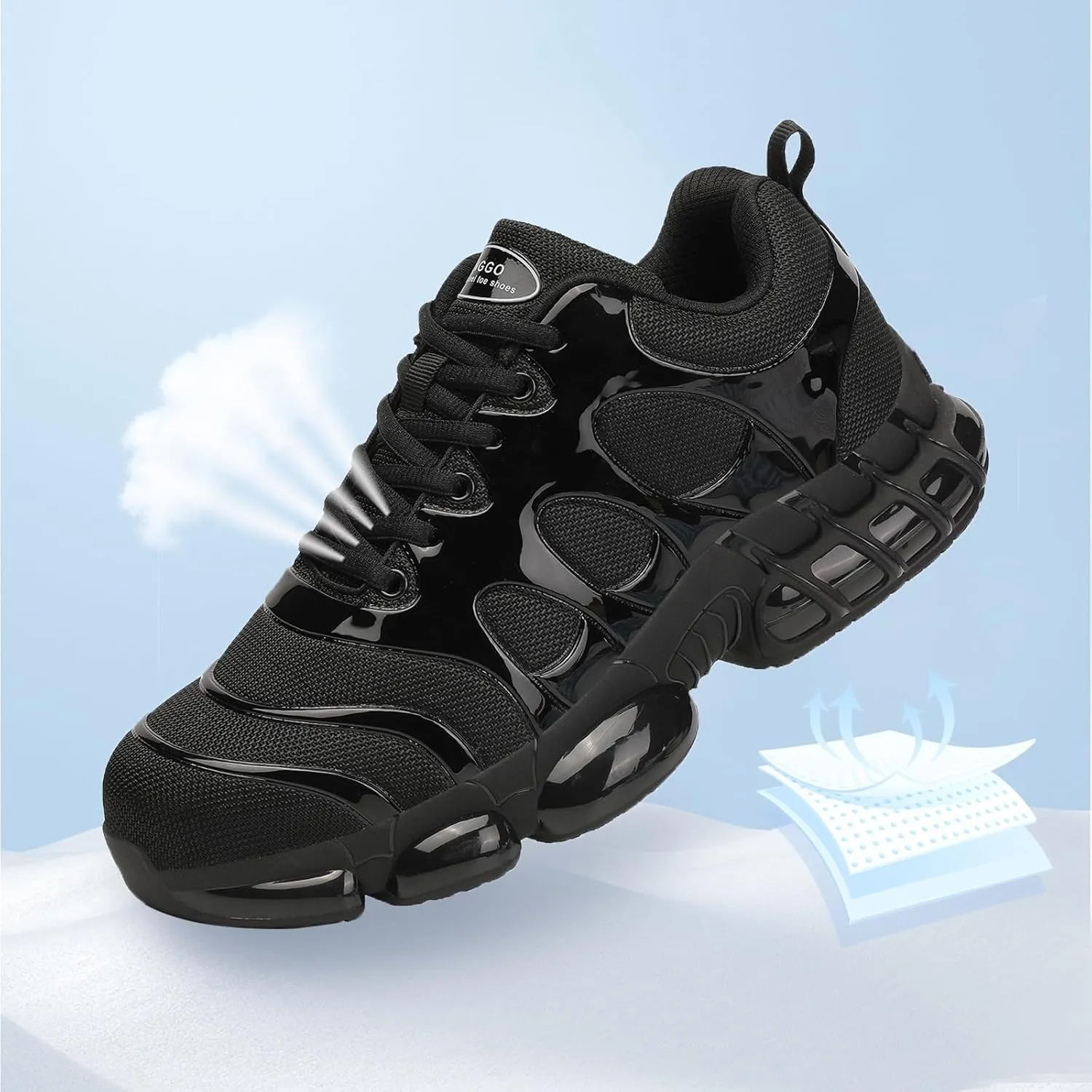 LIANGGO Steel Toe Shoes for Men Women Composite Toe Comfortable Work Safety Lightweight Indestructible Slip Resistant Walking Sneaker Zapatos De Trabajo para Hombres Mujer