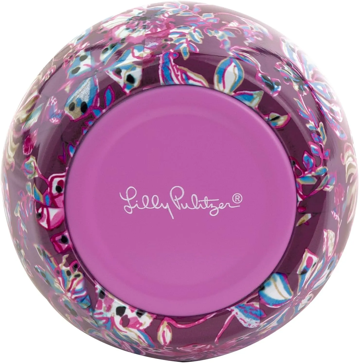 Lilly Pulitzer 10oz Stemless Champagne Flute, Small Stainless Steel Tumbler with Lid, Double Wall Insulated Metal Cup, Amarena Cherry