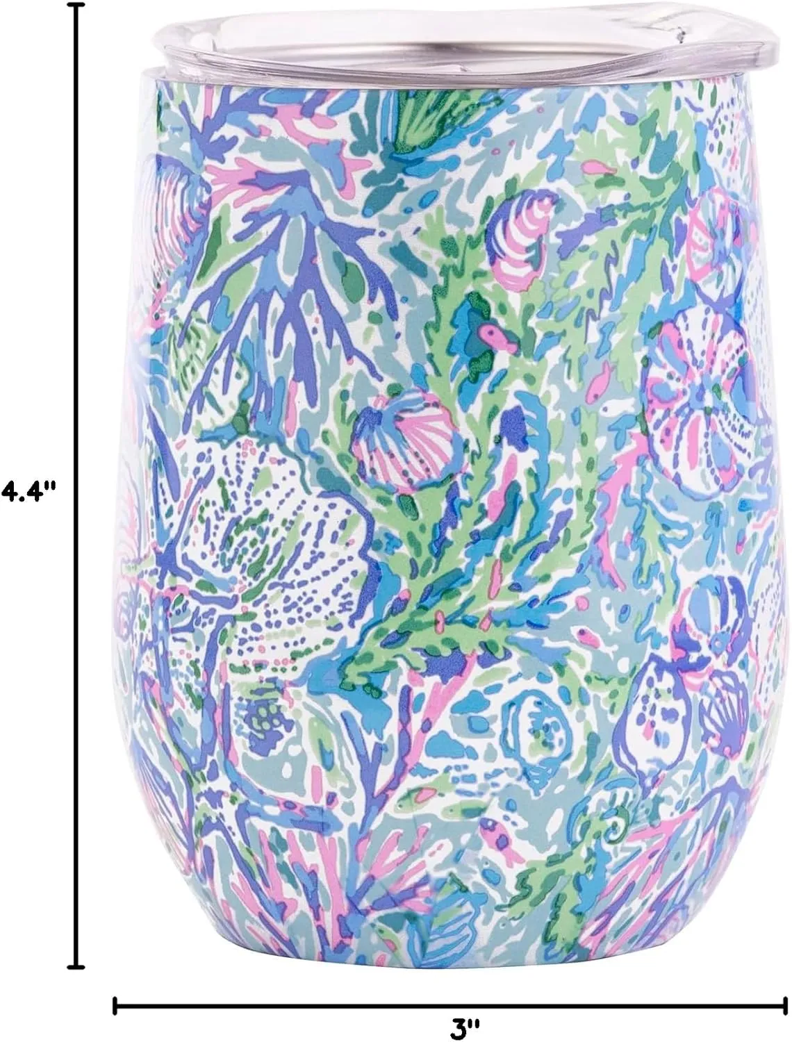 Lilly Pulitzer 12 Oz Insulated Tumbler with Lid, Stainless Steel Travel Wine Glass, Double Wall Metal Cup, Soleil It On Me
