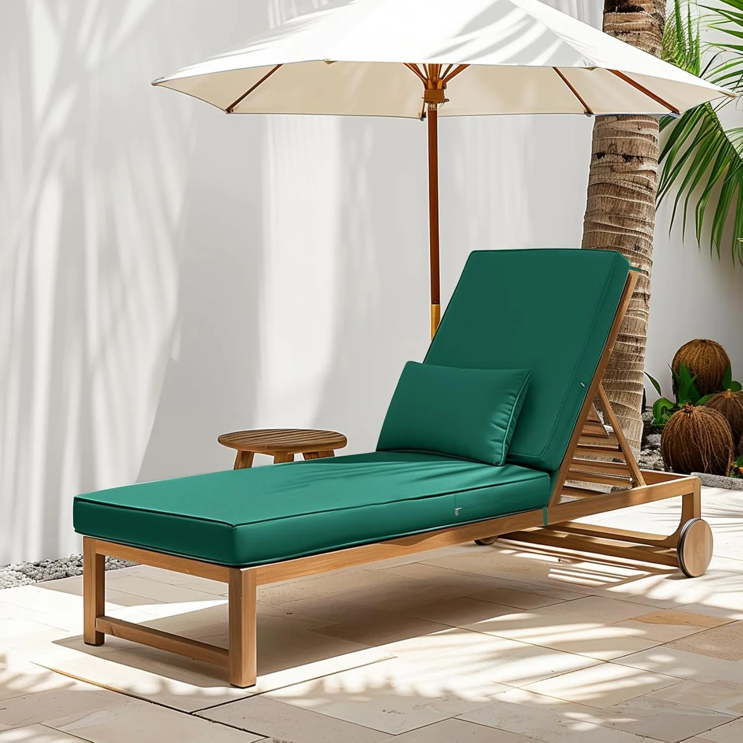 Lokex Chaise Lounge Cushions Outdoor, Waterproof Removable Chaise Lounge Cushion, 72x21x3 Inch Lounge Chair Cushions for Outdoor Furniture Comes with Lace-up Straps and Anti-Slip Bottom