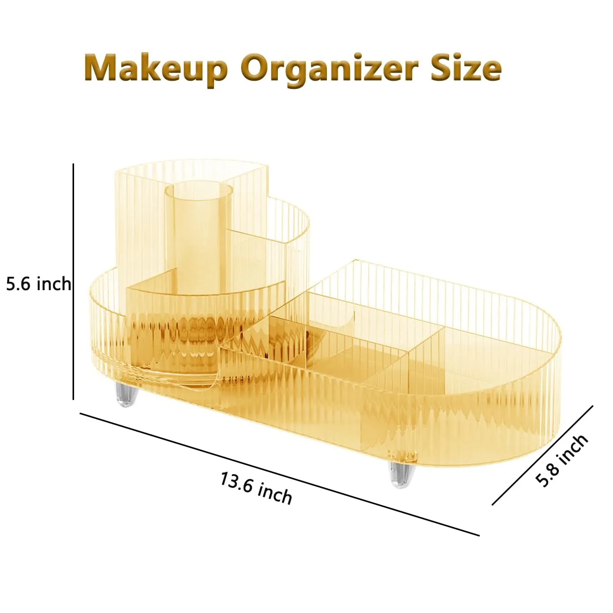 Makeup Organizer Countertop Rotating Makeup Organizer for Vanity Large Capacity Cosmetic Display Case with Makeup Brush Holder Cosmetic Organizer Countertop（Amber