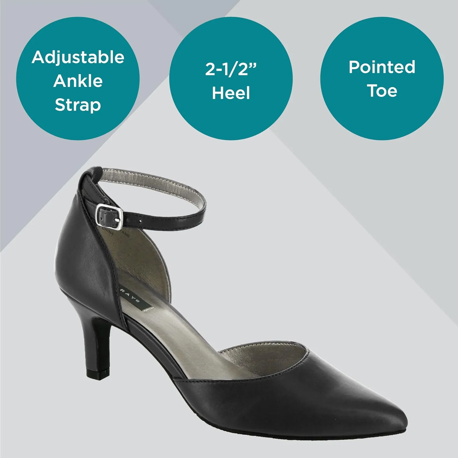 Masseys Women's Lynley D'Orsay Low Heel Pump with Ankle Strap
