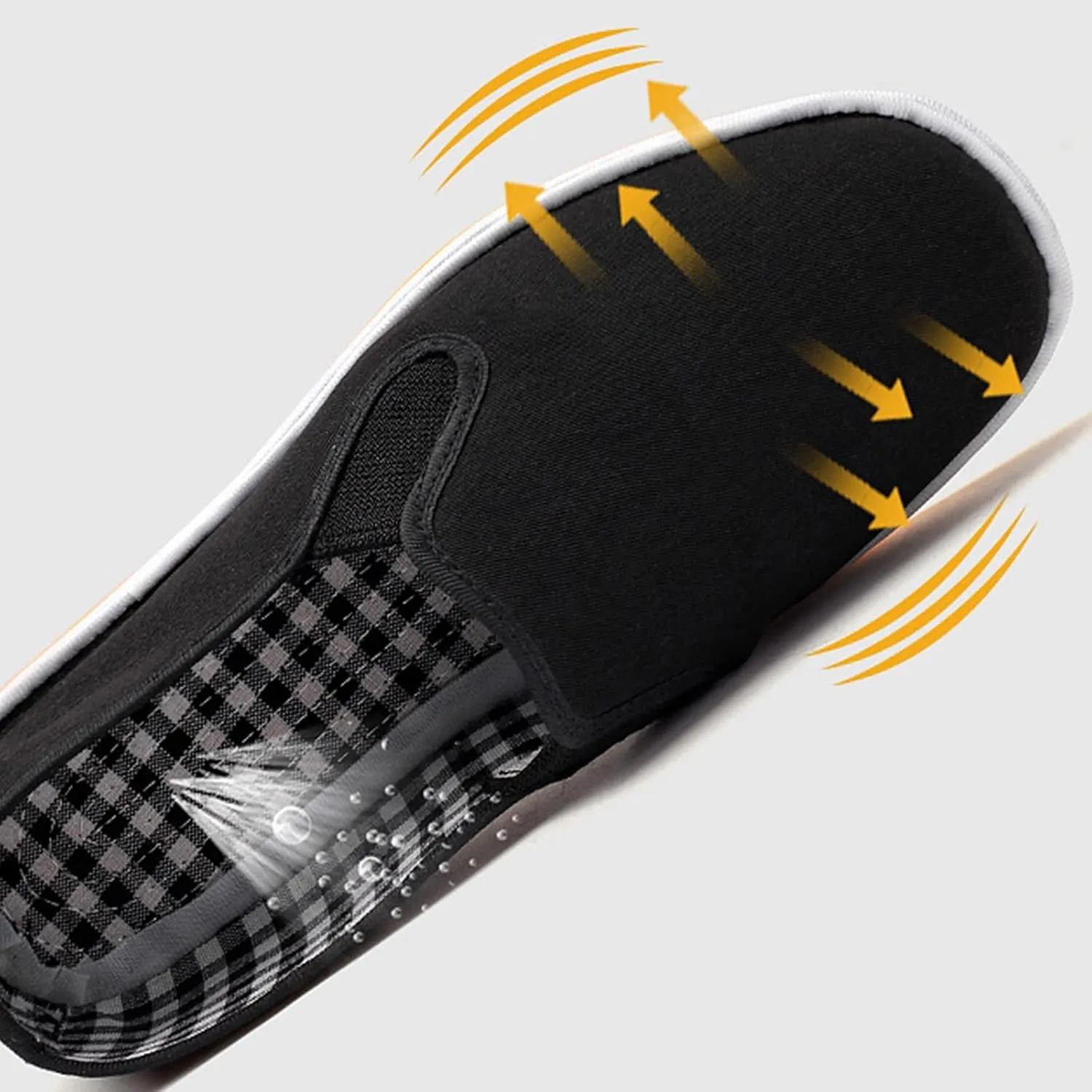 Men's Kung Fu Shoes, Comfortable Slip-On Chinese Traditional Old Beijing Cloth Shoes, Tai Chi, Rubber Sole, Non Slip, Black, Breathable Sweat-Absorbent, Strong Grip and Wear-Resistant