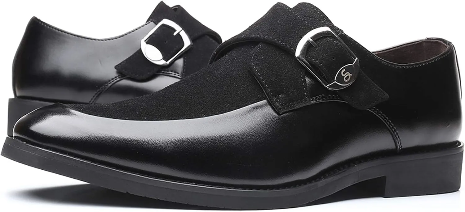 Mens Monk Shoes Casual Formal Business Moccasins Slip on Loafer Dress Shoes for Men