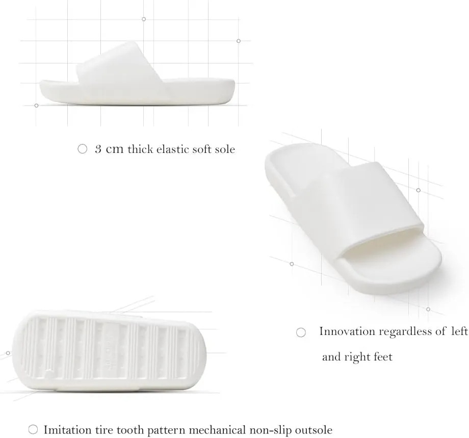 Mens Slippers Sandals Ladies Cloud Slides Slip-ons Bathroom Non-Slip Platform Shoes, Quick Drying Thick Sole Open Toe Beach Flat Sandals, Soft Foam House Shower Pillow Slippers Lightweight Comfy