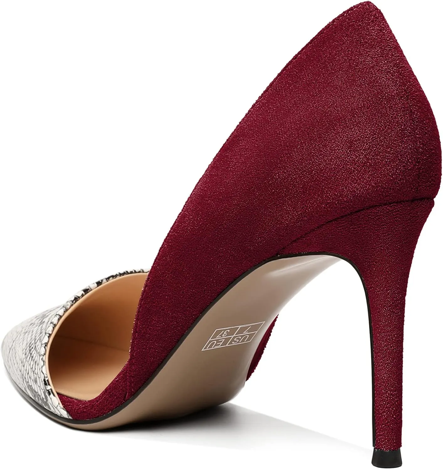 Mettesally Women Stiletto Heels Snakeskin Slip On Pointed Toe Pumps Closed Toe High Heel Dress Shoes for Wedding Party Office