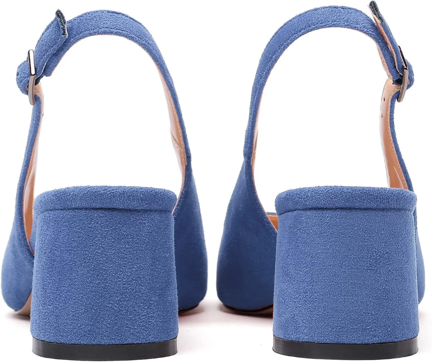 Mettesally Women's Block Slingback Heels Pumps Ankle Strap Round Closed Toe Chunky Heels Wedding Office Dress Shoes