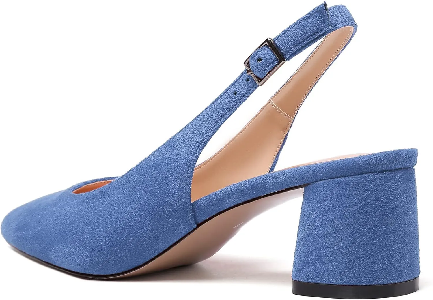 Mettesally Women's Block Slingback Heels Pumps Ankle Strap Round Closed Toe Chunky Heels Wedding Office Dress Shoes