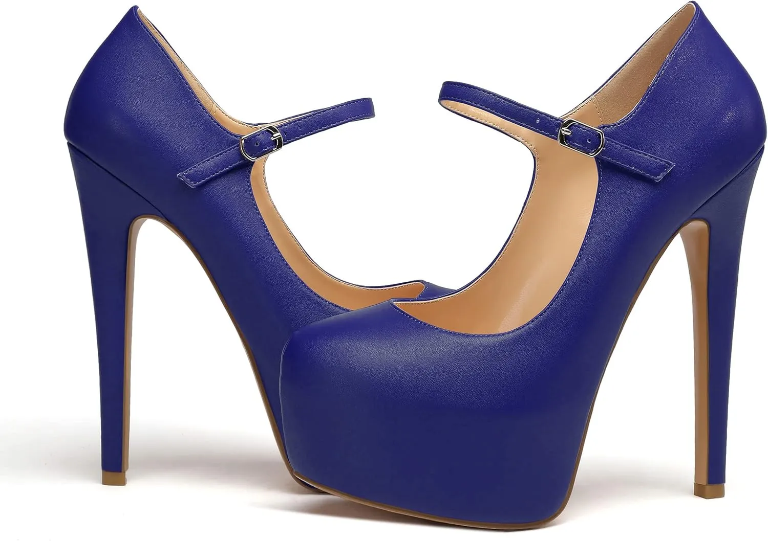 Mettesally Women's Round Toe Platform Pumps Stiletto Heel Mary Jane Pumps Party Dress Shoes
