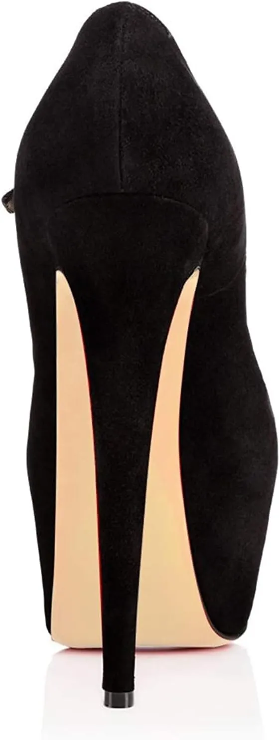 Mettesally Women's Round Toe Platform Pumps Stiletto Heel Mary Jane Pumps Party Dress Shoes