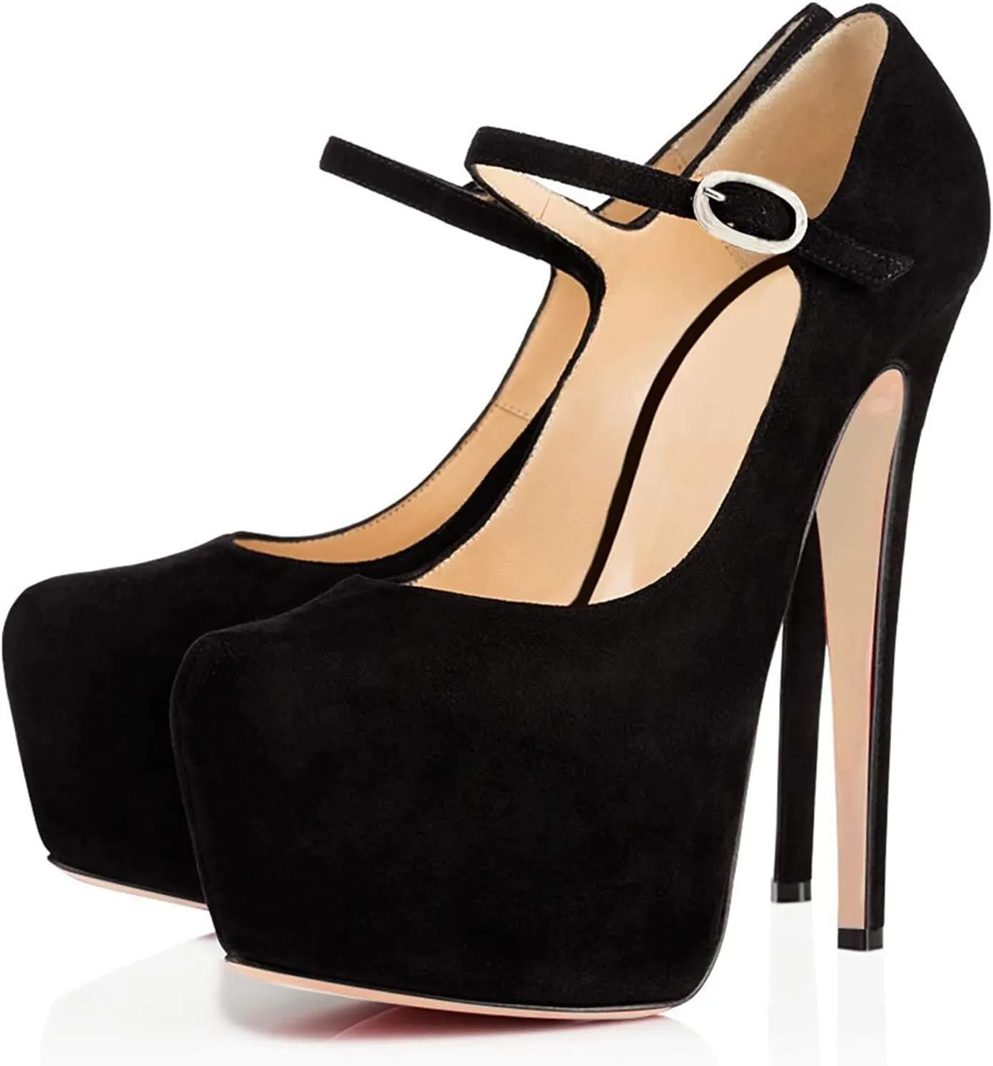 Mettesally Women's Round Toe Platform Pumps Stiletto Heel Mary Jane Pumps Party Dress Shoes