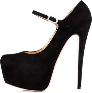 Mettesally Women's Round Toe Platform Pumps Stiletto Heel Mary Jane Pumps Party Dress Shoes