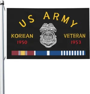 Military Police Badge Korean War Veteran 3x5 FT Flag - Vivid Printing, Indoor Outdoor Banner with Brass Grommets