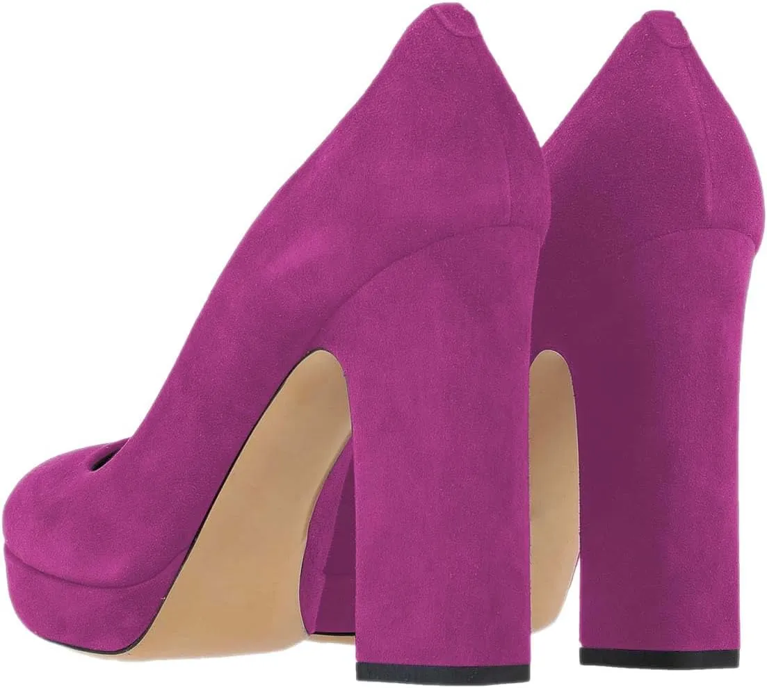 Milooey shoes Women Graceful Round Toe Platform High Heels Cute Chunky Block Slip On Pump Dress Party Street Office Lady Shoes Size 4-16 Us