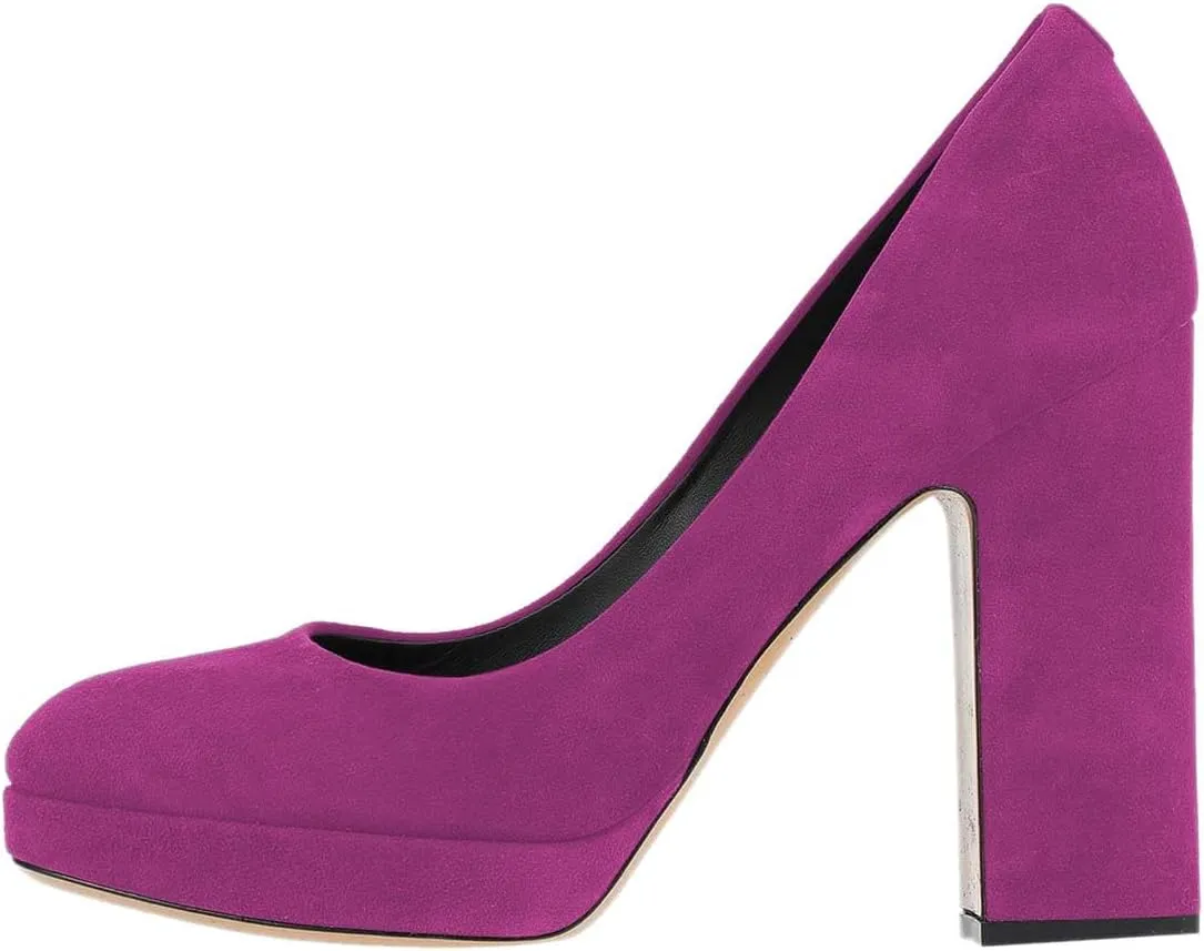 Milooey shoes Women Graceful Round Toe Platform High Heels Cute Chunky Block Slip On Pump Dress Party Street Office Lady Shoes Size 4-16 Us