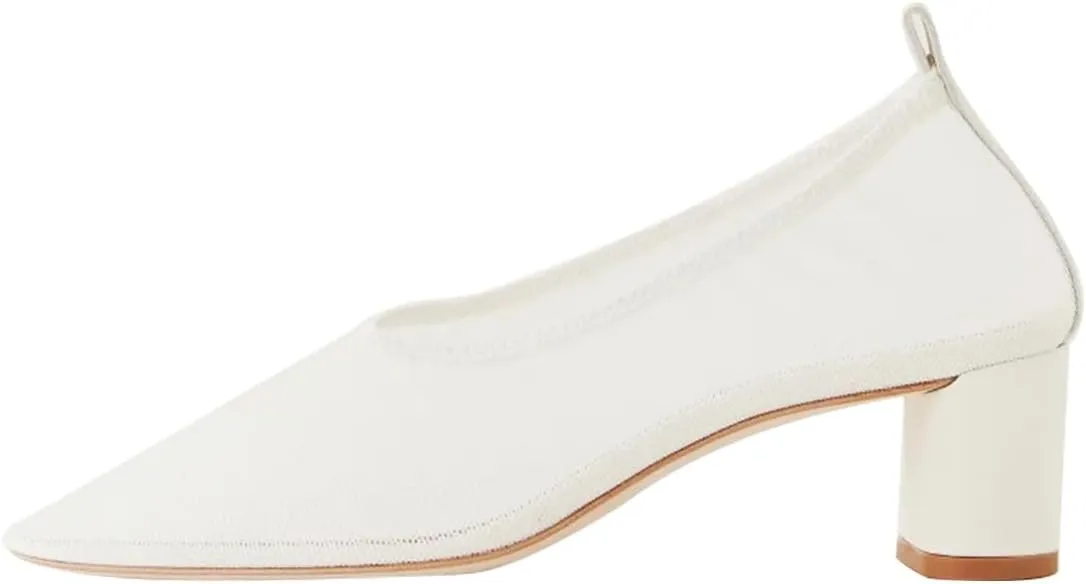 miss left Women Stylish Fine Mesh Block Low Heel Pumps Round Toe Slip on Casual Party Dress Shoes Size 4-16 US