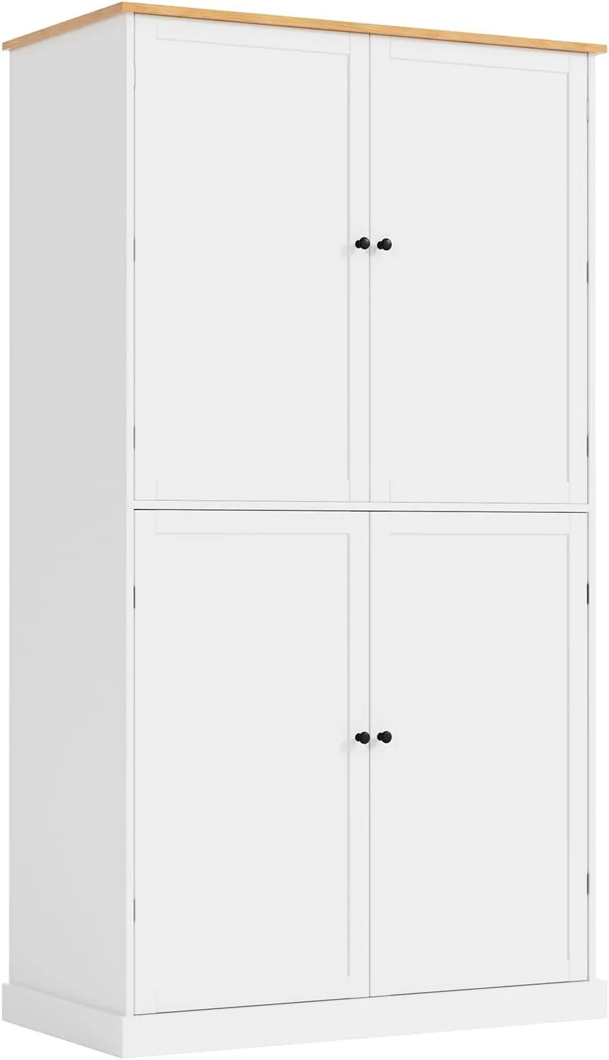 Modern Kitchen Pantry Cabinet, 71.3" Freestanding Storage Cabinet with 4 Doors and 2 Drawer, Tall Cupboard with 2 Adjustable Shelves & 8 Door Shelves for Kitchen, Living Room, Dining Room, White