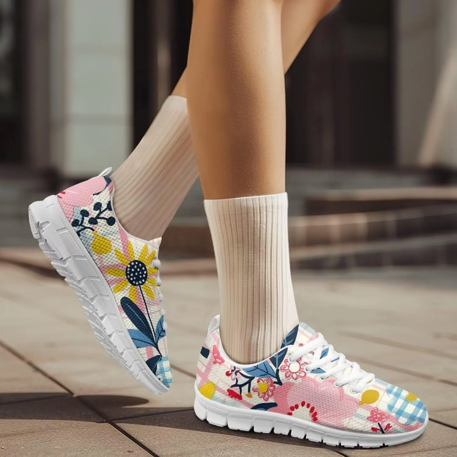 Modysero Lightweight Fashion Shoes for Women Non Slip Lace Up Shoes Soft Breathable Womens Tennis Sneakers