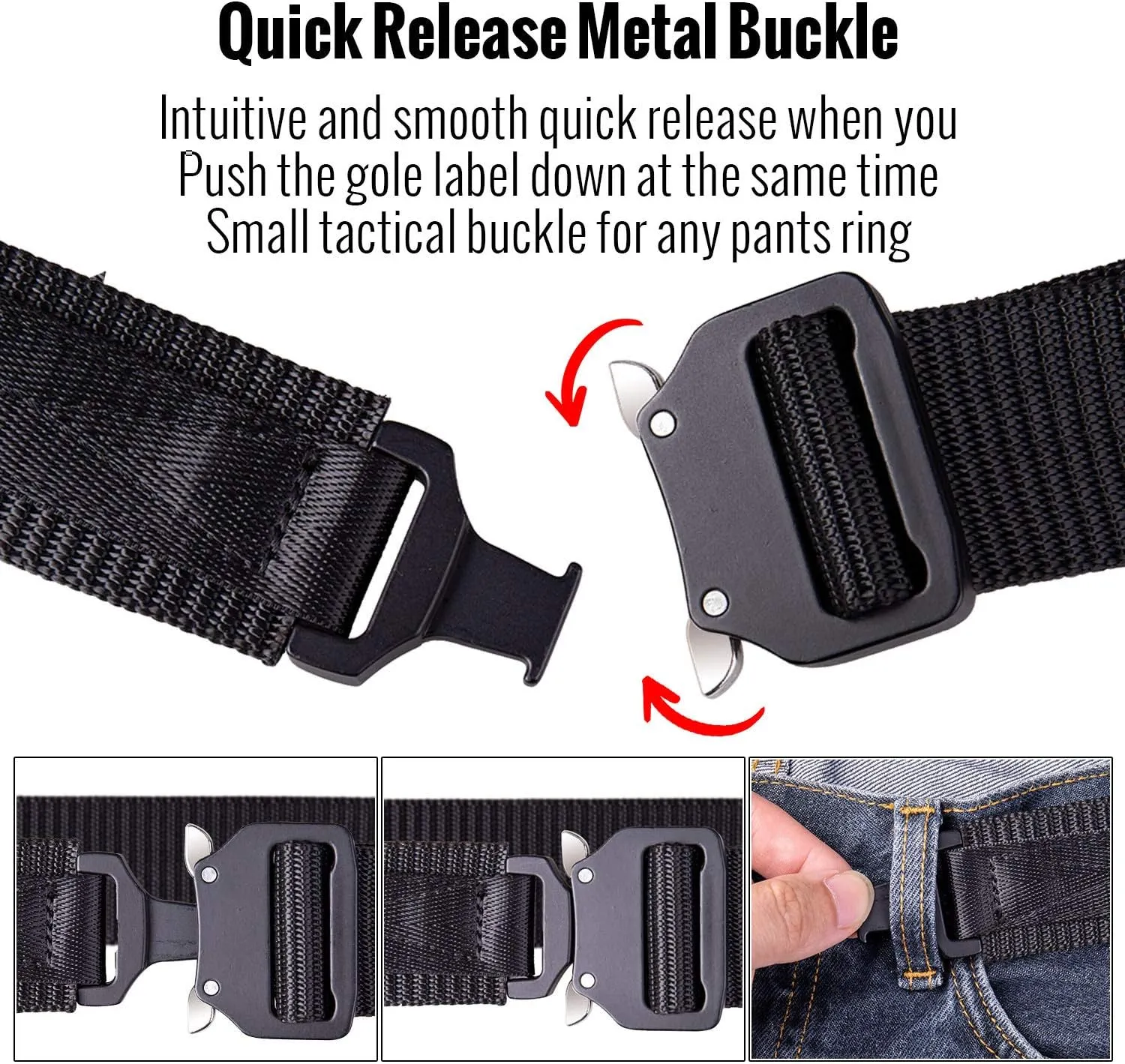 MOZETO Tactical Belts for Men 1.5" Nylon EDC CCW Gun Belt for Concealed Carry Holsters with Heavy Duty Quick Release Buckle