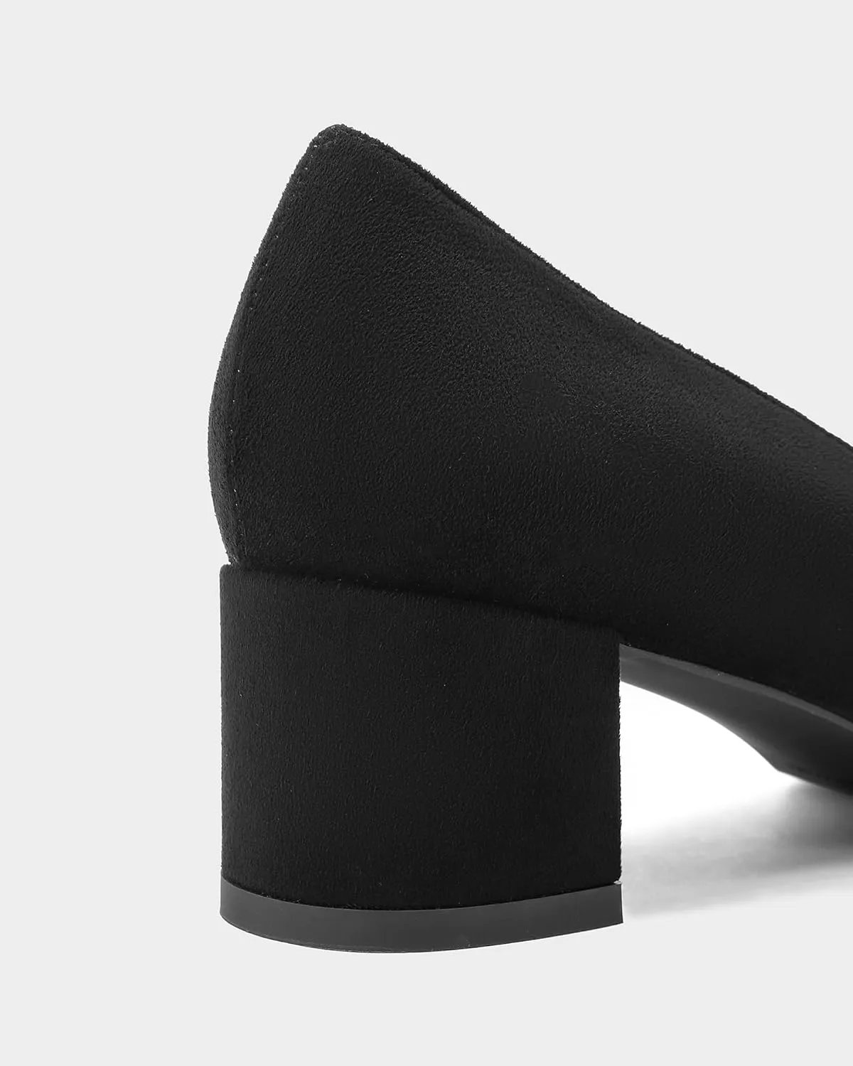 MUCCCUTE Chunky Heels for Women Closed Pointed Toe Pump 2'' Low Block Heels Fashion Round Buckle Dress Work Pumps