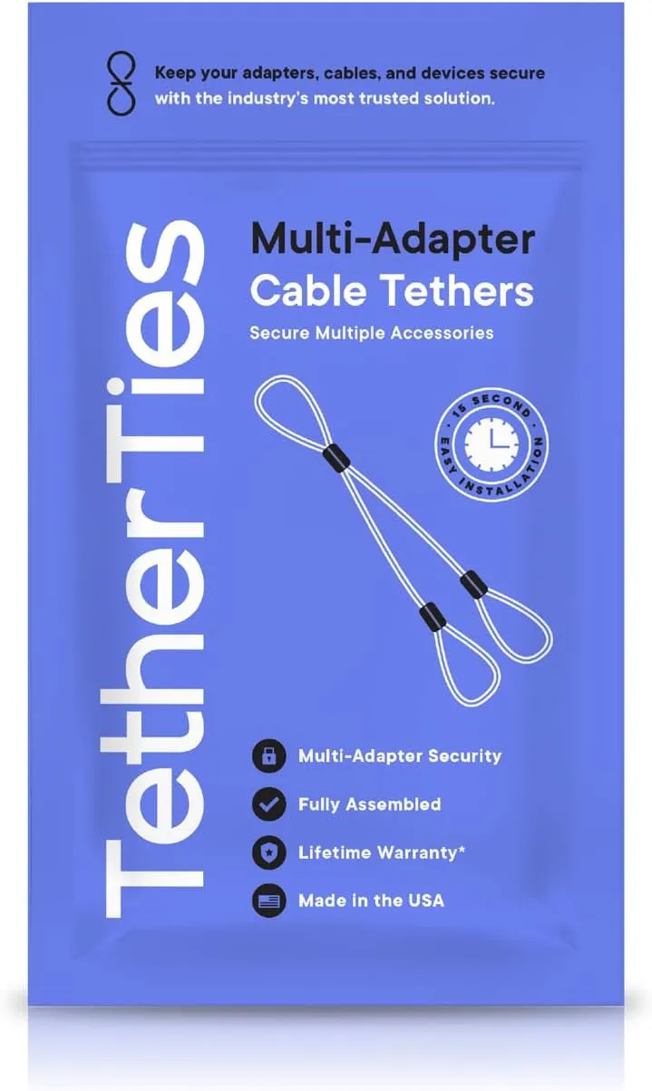 Multi-Adapter Cable Tethers Kit - Black Nylon Coated Stainless Steel Wire Tether Cable - Secures Up to 2 Computer Peripherals - Easy Installation - Free Crimping Tool