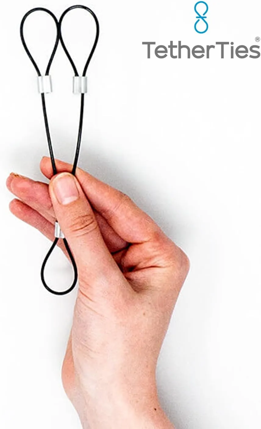Multi-Adapter Cable Tethers Kit - Black Nylon Coated Stainless Steel Wire Tether Cable - Secures Up to 2 Computer Peripherals - Easy Installation - Free Crimping Tool