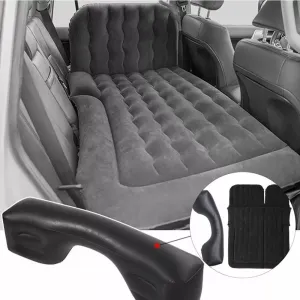 Multifunctional Car Inflatable Bed Air Mattress SUV Car Travel Outdoor Campting mat with Two Air Pillows and Air Pump for SUV Polyurethane, Full Full Black