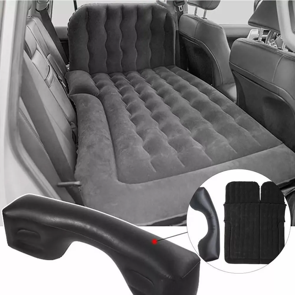 Multifunctional Car Inflatable Bed Air Mattress SUV Car Travel Outdoor Campting mat with Two Air Pillows and Air Pump for SUV Polyurethane, Full Full Black
