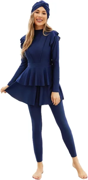 Muslim Swimwear for Womem 3 Pcs Islamic Modest Swimsuits Hijab Burkini Long Sleeve Swimming Costume Full Cover Bathing Suit