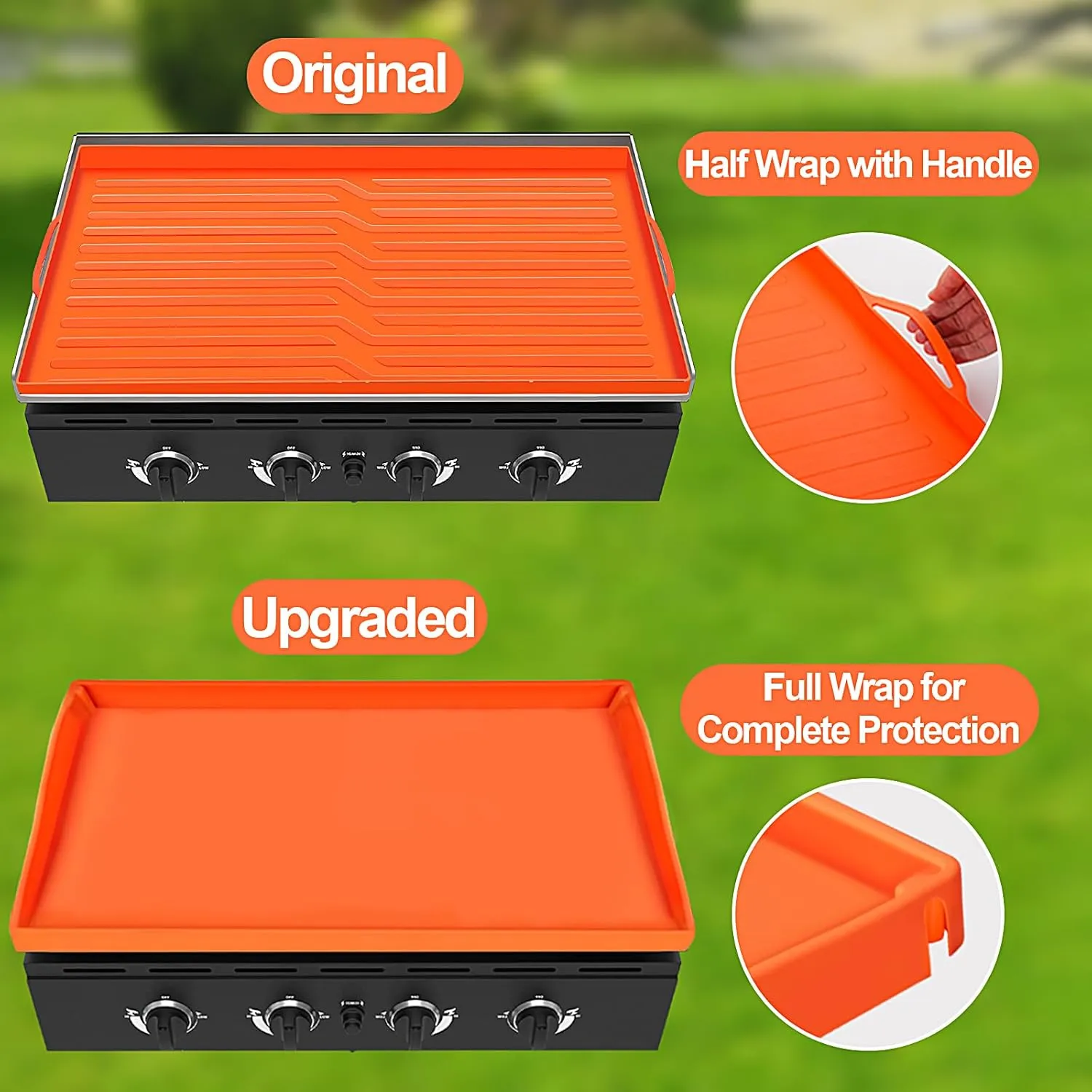 NancyL Griddle Mat Silicone Protective Cover, Full-Edge 28" Grill Cover Blackstone Accessories for Blackstone 28 Inch Griddle, Heavy Duty Food Grade BBQ Grill