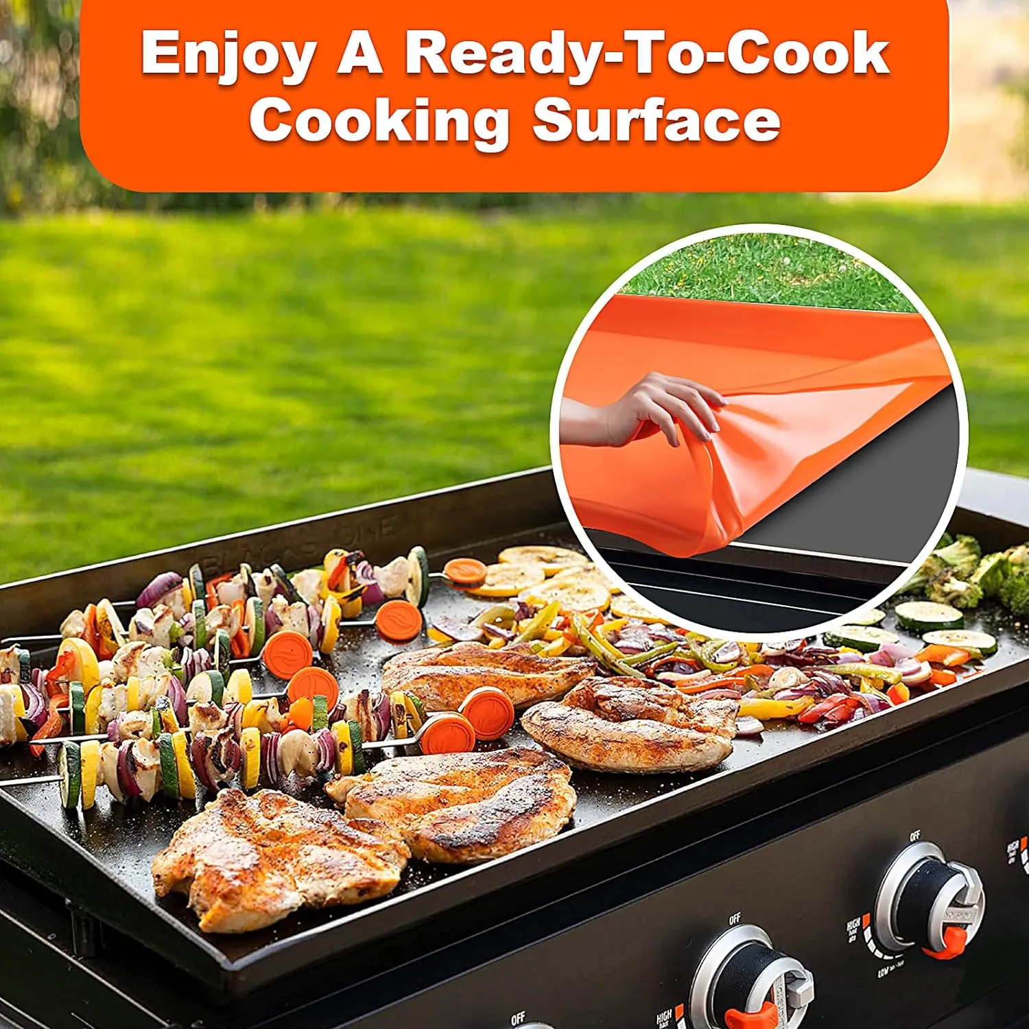 NancyL Griddle Mat Silicone Protective Cover, Full-Edge 28" Grill Cover Blackstone Accessories for Blackstone 28 Inch Griddle, Heavy Duty Food Grade BBQ Grill