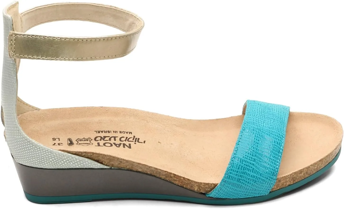 NAOT Footwear Women's Pixie Wedge Sandal with Cork Footbed and Arch Support Footbed - Adjustable Ankle Strap - Comfort and Support - Lightweight and Perfect for Travel - Narrow to Medium Fit