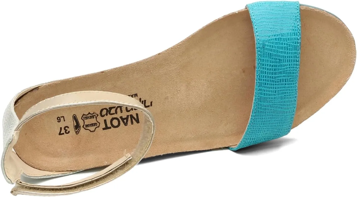 NAOT Footwear Women's Pixie Wedge Sandal with Cork Footbed and Arch Support Footbed - Adjustable Ankle Strap - Comfort and Support - Lightweight and Perfect for Travel - Narrow to Medium Fit